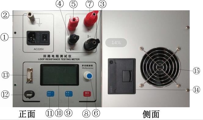智能回路電阻測(cè)試儀廠(chǎng)家面板
